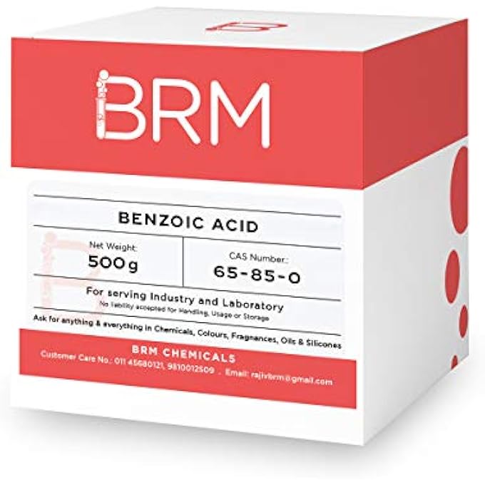 BRM CHEMICALS BENZOIC ACID - 500 GRAMS FOR PERFUME MAKING, COSMETIC MAKING & DIY PERSONAL CARE FOR FACE, HAIR, SKIN & BODY - Image 1